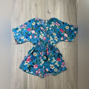 Stradivarius Floral Blue Romper